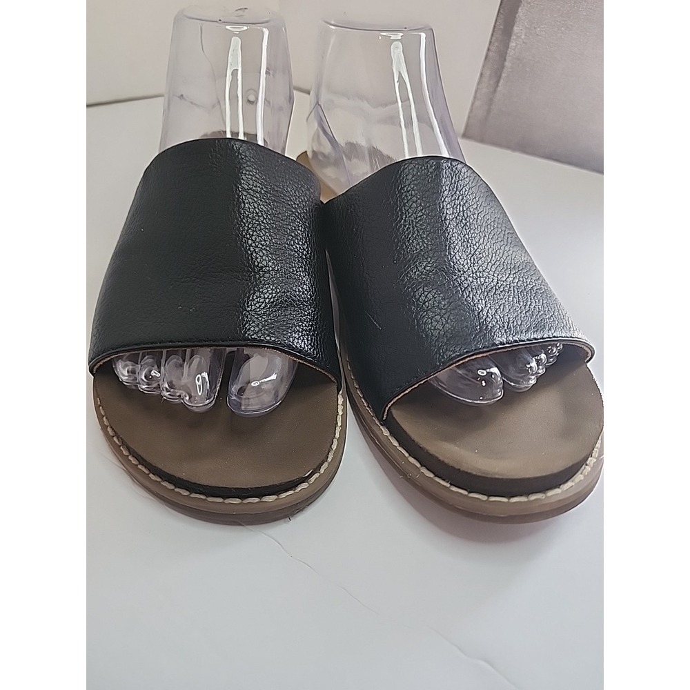Yellow Box Kalo Slide Sandals Black Vegan Leather Strap Women Size 9
